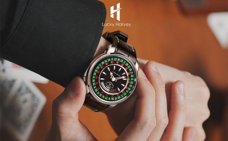 Amazon | Lucky Harvey 欧州ルーレット 腕時計メンズ 自動巻き 機械式